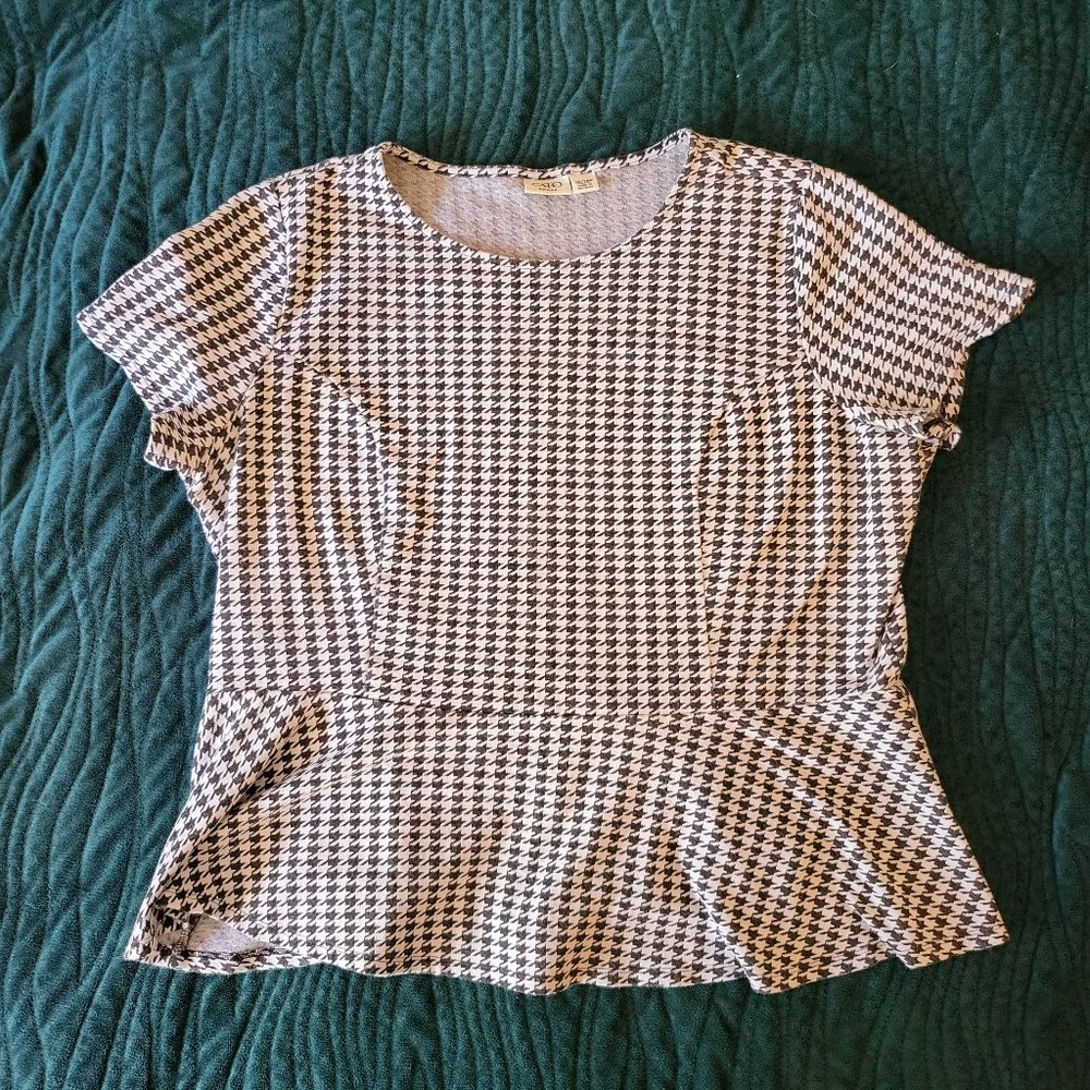 Houndstooth Peplum Plus Sized Top